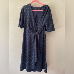LANE BRYANT Navy Windowpane Wrap Dress - Size 10/12